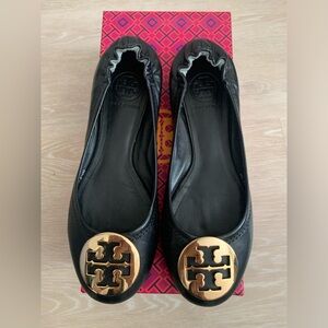 Tory Burch black gold flats